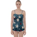 Snowflakes Winter Snow Babydoll Tankini Top