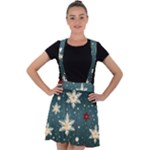 Snowflakes Winter Snow Velvet Suspender Skater Skirt