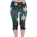 Snowflakes Winter Snow Velvet Capri Leggings 