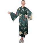 Snowflakes Winter Snow Maxi Velvet Kimono