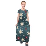 Snowflakes Winter Snow Kids  Short Sleeve Maxi Dress