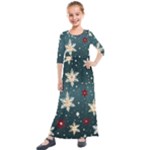 Snowflakes Winter Snow Kids  Quarter Sleeve Maxi Dress