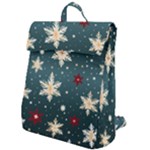 Snowflakes Winter Snow Flap Top Backpack