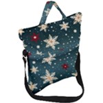 Snowflakes Winter Snow Fold Over Handle Tote Bag