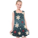 Snowflakes Winter Snow Kids  Cross Back Dress