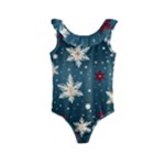 Snowflakes Winter Snow Kids  Frill Swimsuit