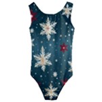 Snowflakes Winter Snow Kids  Cut-Out Back One Piece Swimsuit