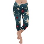 Snowflakes Winter Snow Lightweight Velour Capri Yoga Leggings