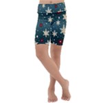 Snowflakes Winter Snow Kids  Lightweight Velour Cropped Yoga Leggings