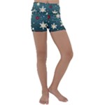 Snowflakes Winter Snow Kids  Lightweight Velour Yoga Shorts