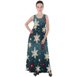Snowflakes Winter Snow Empire Waist Velour Maxi Dress