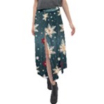 Snowflakes Winter Snow Velour Split Maxi Skirt