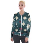 Snowflakes Winter Snow Velvet Zip Up Jacket