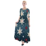 Snowflakes Winter Snow Half Sleeves Maxi Dress