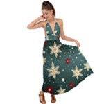 Snowflakes Winter Snow Backless Maxi Beach Dress