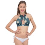 Snowflakes Winter Snow Cross Front Halter Bikini Top