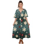 Snowflakes Winter Snow Kimono Sleeve Boho Dress