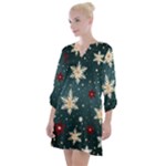 Snowflakes Winter Snow Open Neck Shift Dress