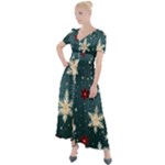 Snowflakes Winter Snow Button Up Short Sleeve Maxi Dress