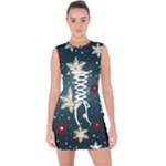 Snowflakes Winter Snow Lace Up Front Bodycon Dress