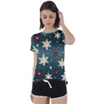 Snowflakes Winter Snow Short Sleeve Open Back T-Shirt