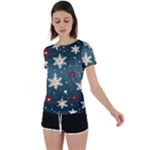 Snowflakes Winter Snow Back Circle Cutout Sports T-Shirt