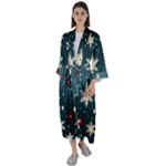 Snowflakes Winter Snow Maxi Satin Kimono
