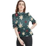Snowflakes Winter Snow Frill Neck Blouse