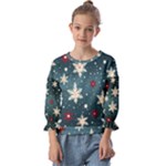Snowflakes Winter Snow Kids  Cuff Sleeve Top