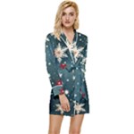 Snowflakes Winter Snow Long Sleeve Satin Robe