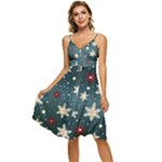Snowflakes Winter Snow Sleeveless Tie Front Chiffon Dress