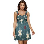 Snowflakes Winter Snow Ruffle Strap Babydoll Chiffon Dress