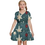 Snowflakes Winter Snow Kids  Short Sleeve Tiered Mini Dress