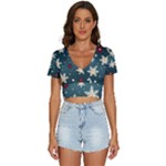 Snowflakes Winter Snow V-Neck Crop Top