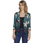 Snowflakes Winter Snow Women s One-Button 3/4 Sleeve Short Jacket