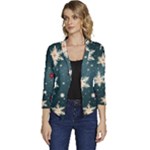 Snowflakes Winter Snow Women s Casual 3/4 Sleeve Spring Jacket