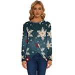 Snowflakes Winter Snow Long Sleeve Crew Neck Pullover Top