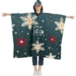 Snowflakes Winter Snow Women s Hooded Rain Ponchos