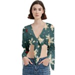 Snowflakes Winter Snow Trumpet Sleeve Cropped Top