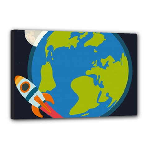 Spaceship Design Canvas 18  x 12  (Stretched) from ArtsNow.com