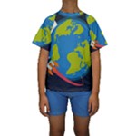 Spaceship Design Kids  Short Sleeve Swimwear