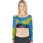 Spaceship Design Long Sleeve Crop Top