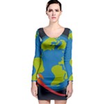 Spaceship Design Long Sleeve Bodycon Dress