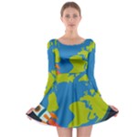 Spaceship Design Long Sleeve Skater Dress