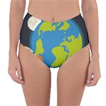 Spaceship Design Reversible High-Waist Bikini Bottoms