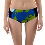 Spaceship Design Reversible Mid-Waist Bikini Bottoms
