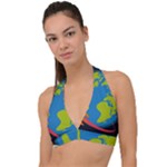 Spaceship Design Halter Plunge Bikini Top