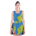 Spaceship Design Scoop Neck Skater Dress