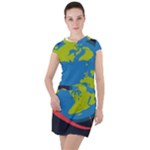 Spaceship Design Drawstring Hooded Dress
