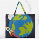 Spaceship Design Zipper Large Tote Bag
